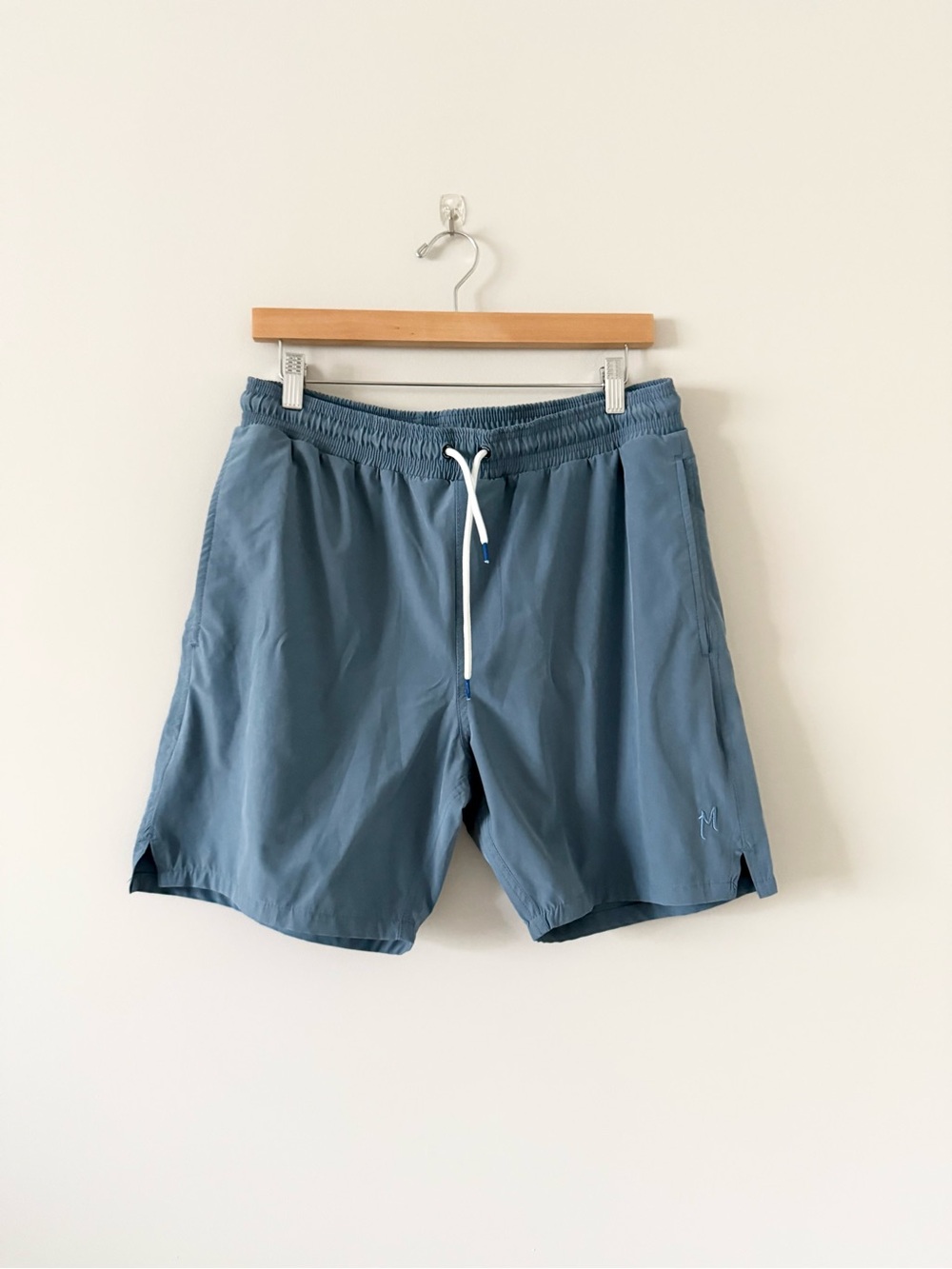 Mugsy Stretch Swim Shorts in Blue with Compression Liner Size M